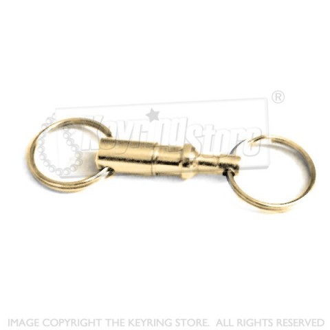 Push-release brass metal keyring